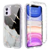 Luxury Marble Cases For Iphone 15 11 12 13 14 Pro Max Three Layer Heavy Duty Protection Defender Transparent Clear Cover Compatible with XR Xs Max 8 Plus SE 5G 13Mini