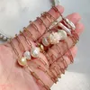 Bracelets porte-bonheur naturel perle d'eau douce Bracelet couleur or chaîne en acier inoxydable baroque irrégulier pour les femmes mariage PartyCharm