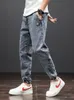 Spring Summer Black Blue Cargo Jeans Men Streetwear Denim Jogger Pants Baggy Harem Jean Trousers Plus Size 6XL 7XL 8XL 220328