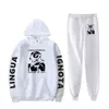 Erkek Hoodies Sweatshirts Lingua Ignota Sweatshirt Unisex İki Parçalı Set Hoodie Jogger Pant Harajuku Streetwear 2022 Amerikalı Şarkıcı giysi