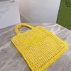 Raffia Crochet tote bag Summer Designer women men weave Beach bags Embroidered lettering logo on the front hollow out handbag clutch fashion Shoulder Bags totes