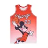 Men Basketball Film 23 Mouse Movie Jersey Fade Uniform Hiphop для спортивных фанатов Pure Cotton Hip Hop Вышивка красная черная