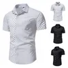 2022 Herrmode -knappen Down Shirt Short Sleeve Casual Button Up Shirts Slim Fit Printed Business Dress Shirts