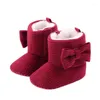Boots Pudcoco 2022 Baby Girls Boys Snow Winter Warm Solid Soft Sole Anti-Slip Crib Shoes Cozy Bowknot BootiesBoots