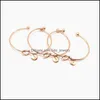 Bangle Armband smycken 26 Letter Rose Gold Sier Simple Style Knutt Heart Girl Fashion Zinc Alloy Round Pendant Drop Delivery 2021 ST2BQ