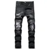 Jeans pour hommes hommes Paisley Bandana imprimé Patch Streetwear Patchwork trous déchiré Stretch Denim pantalon Slim droite Biker pantalon hommes