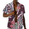 Casual shirts voor heren mode rood zakelijk shirt voor mannen korte mouwen Polynesische tribal Hawaiiaanse zomerheren strand dragen bloemen shirtmen's