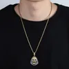 Hänge halsband lila svartvita 3 färger cz sten stenlagd bling ut skallmaskhängen halsband för män hip hop rapper smycken guld colo