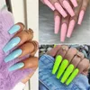 Unghie finte 100 pz/scatola colori della caramella manicure nail art fai da te acrilico lungo copertura completa stiletto bara ballerina punte Prud22