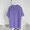 T-shirts pour hommes hommes d'été à manches courtes violet col rond surdimensionné tendance haut tendance lettres brodées