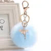 Delysia King Cute Crystal Dance Ballet Girl Key Chain Originality Angel Imitation Rabbit Hair Ball Ladies Bag Jewelry 220516