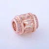 Square Zirconia Big Hole Cylinder Beads Charm för armbandhalsbandskap