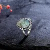 Cluster-Ringe Vintage 10 14 mm natürlicher Türkis Lapislazuli Ring Silber für Frauen Mondstein Labradorit Schmuck GroßhandelCluster