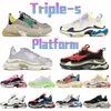 Moda Triple-S Dad Buty Platforma Casual Sneaker Beige zielony żółty biały fluo różowy wzrost Pastel Wzrost gruby mężczyźni designerskie buty