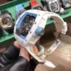 Luxury Mens Mechanics titta på Richa Milles armbandsur mekanisk RM055 -serie vinfat r keramik ihålig lysande band trend vers