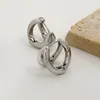 Hoop Huggie Monlansher Stereoskopisch doppelte Linie Geometrische Ohrringe Gold Silber Farbe Metall Klassischer Schmuck für Frauenhoop
