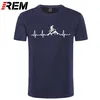 REM Mountain Bike Heartbeat Engraçado MTB Dirt Bike Camiseta Plus Size Personalizado Manga Curta Camiseta Masculina Moda Família Algodão 220323