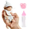 6 Zoll 15 cm Mini-Reborn-Babypuppe, Mädchenpuppe, Ganzkörper-Silikon, realistisches künstliches Stofftier mit verwurzeltem Haartropfen 220707