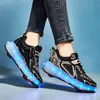 Patins à roulettes Quatre Roues Enfants Chaussures Mode Filles Garçons Enfants Bébé Led Sport Sport Casual Boot Running Skating Sneaker 220525