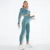 Hamidou Crop Top Gym Set Nahtlose Frauen Yoga Workout Fintess Kleidung Push-Up-Leggings Sport Tragen Anzüge Trainingsanzug 220330