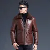 Veste d'hiver en cuir doudoune manteau court col de fourrure véritable vestes en peau de vache véritable épais chaud vêtements d'extérieur pardessus hauts coupe ajustée fermeture éclair 4XL grande taille