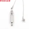 Wojiaer Rose Gold Pendulum Metal من أجل Dowsing Pendule Divination Radiestesia Healing Chakra Screw Bendulum مع سلسلة BO960