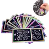 10 pièces 13x9.8 cm Art carton coloré magique grattage peinture avec dessin bâton jeux de fête artisanat enfants jouet