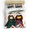 Sängkläder set japanska uppsättningar för sovrummet säng hem flicka i traditionell klänning och kulturella mönster duvet täcker täcke kuddebäddning