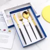 Silver golden Fork Spoon Knife Stainless Steel tableware Cutlery Silverware Chopsticks Dinnerware Flatware Set