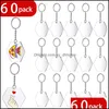 Keychains Acessórios de moda Transparente Chavenir com keyyring acrílico Charme em branco Ornamentos de chave de chave com corrente para DIY vinil pr dhyj4