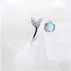 Ring Real 925 Sterling Silver Cute tail moonstone Personality Adjustable Ring Fine Jewelry For Women Party Elegant Accessories GC1499