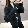 Kvinnors tröjor LuxuriousNew Net Red Sticked Swter Cardigan Women's Autumn and Winter College Style Western V-Neck XJ2D