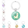 Mode Animal Lama Alpaga Art Photo Porte-clés Mignon Casual Mouton En Verre Cabochon Porte-clés Couple Cadeau