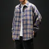 Men's Casual Shirts Modis Mens Plaid Flannel Hip Hop Men Tops Long Sleeve Streetwear Coat Loose Clothes 5XL Plus Size Hombre ClothingMen's