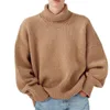 Women's Sweaters Women's Autumn Winter Sweater Women Solid Blue Turtleneck Loose Knitted Pullovers Oversize Casual Long Sleeve Jumper