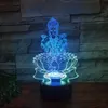 Nachtlichten Lotus Boeddha Kleurrijke acryl 3D Ligh Sfeer Bolbare tafellamp Illusie LED USB Kerstcadeaus Home Decor