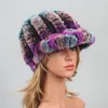 Czapki do czapki/czaszki ICYMI KNIECY RADE REX FUR FLUSE Striped Hat Hat Casual Natural Women Cap Kobieta Rosjan Davi22