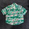 Europe USA Hawaii Beach Allover Flamingo Print Silk Casual Shirt Tee Spring Summer Cool Hip hop Short Sleeve
