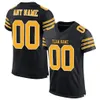 Custom Black Gold-White Mesh Authentic Football Jersey