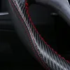 Крышка рулевого колеса Черная углеродная кожа Авто автомобильная крышка с игольной нитью наружу диаметром 37-38CMSteering