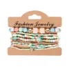 Fashion Elastic Multilayer Crystal Stone Beads Strands Tassel Charms Bracelets Boho Bracelet for Women Gift 8PCS/SET