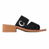 luxe dames designer zomer slipper pltform wiggen sandalen dames dia's platte woody muilezel sandlas zwart beige wit letter gedrukt canvas slider ontwerpers sandel