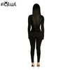 FQLWL Winter Hollow Out Summer Black Jumpsuits Sexiga kläder för kvinnor Turtleneck långärmad bodycon jumpsuit 220720