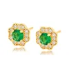 1051e 8 mm Red Green Zircon Stud Gurings for Women 24K Gold Bated Fashion Jewels Free