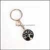 Arts And Crafts Natural Stone Keychains Tree Of Life Key Rings Sier Color Healing Crystal Car Decor Keyrings Keyholder Fo Sports2010 Dhzgp