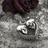 Pendant Necklaces Personality Women Men's Stainless Steel Jewelry Gothic Double Skull Heart Couple Party Biker GiftsPendant240f