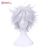 L-mail-Peluca de cabello sint￩tico Gintama Gintoki Sakata, 35cm, court, plat, blanc, pour Cosplay, résistant à la chaleur220505