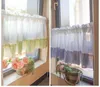 Rideaux rideaux Voile court avec tissu à carreaux fil de coton dans la cuisine salle à manger salon personnalisé Tulle diviseur rideau