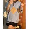 Damespolo's katoen Japans retro rhombus print shirt t-shirt dames korte mouwen sportstudenten college stijl losse all-match ins top