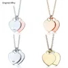 Original Tiffny Sterling Silver Heart Necklace Classic High Quality Gift Ladies Exquisite Pendant Necklaces With Box Y220315